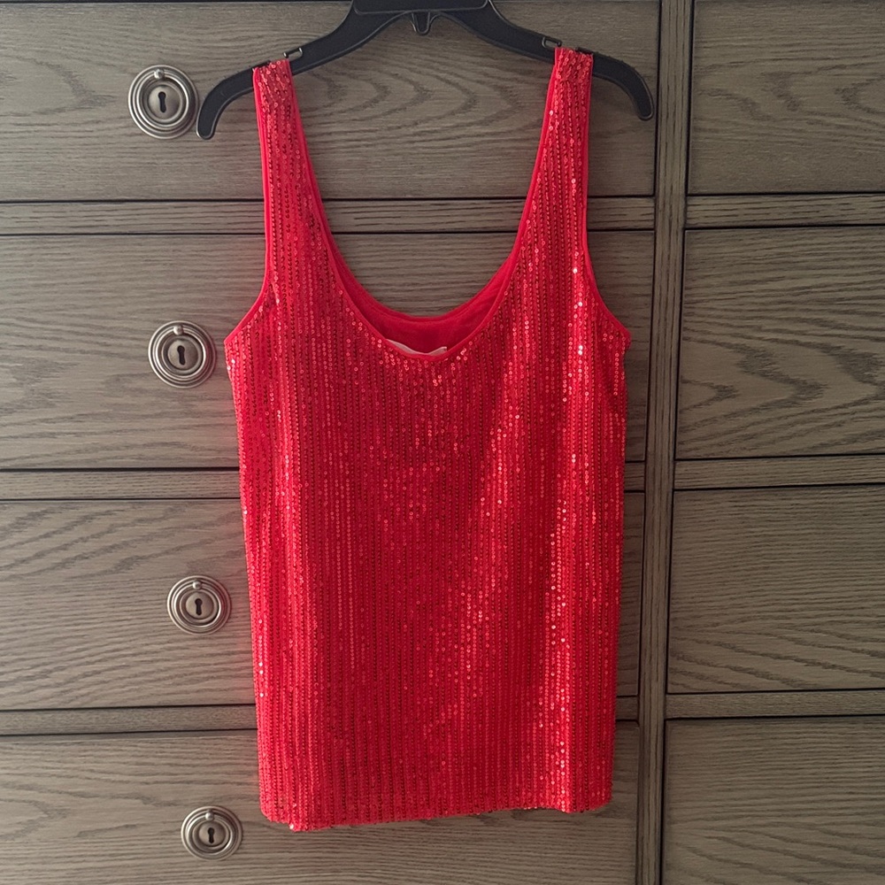 Vine & Love Red Sequin Scoop Tank